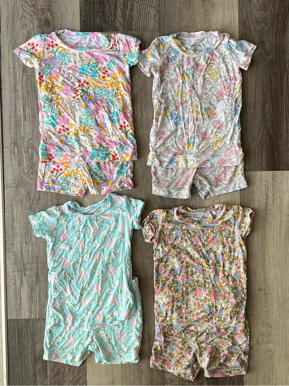 Set of 4 Angel Dear Bamboo Shirt & Bike Short Sets size 12-18M Floral